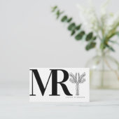 Moderne zwarte zwart-witpalmboom visitekaartje (Staand voorkant)