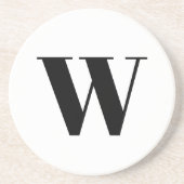 Moderne zwarte zwarte, aangepaste monogram initiaa zandsteen onderzetter (Voorkant)