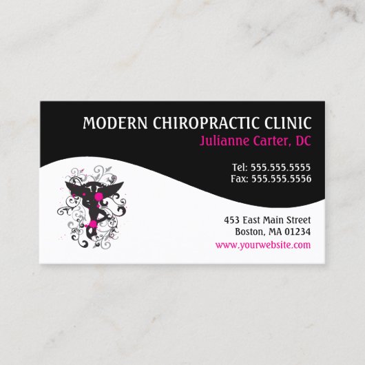 Moderne Zwirl Feminine Chiropractische Visitekaart Visitekaartje (Voorkant)