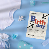 Moderne Zwitserse stijl verjaardag uitnodiging