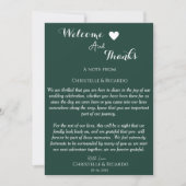 Modernemerald vert bienvenue et merci mariage (Devant)