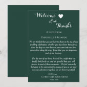 Modernemerald vert bienvenue et merci mariage (Devant / Derrière)