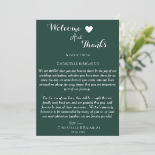 Modernemerald vert bienvenue et merci mariage