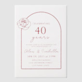 ModerneMinimalistische Ruby Red 40ste bruiloft Jub Vellum Uitnodigingen (Voorkant)