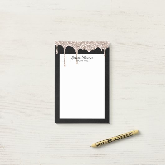 Moderner Glamour Beige Gold Schwarz Glitter Post-it® Notes (Op bureau)