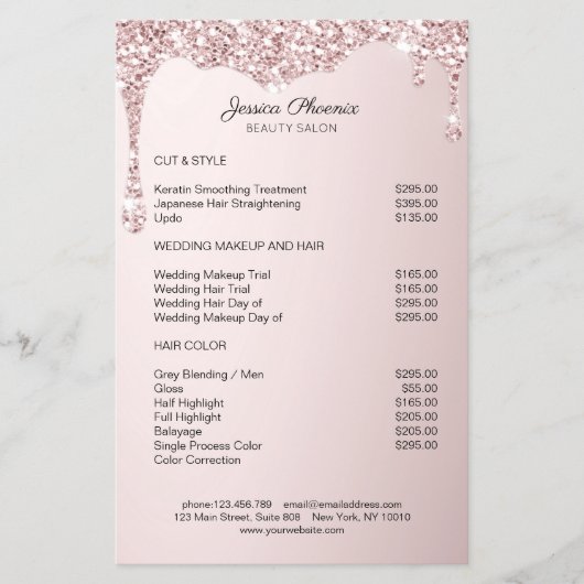 Moderner Glamour Rosa Glitzer sinkt Flyer (Voorkant)