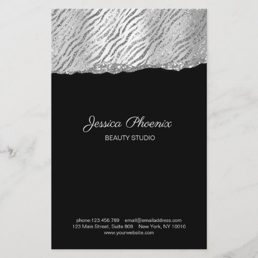 Moderner Glamour Zilveren Patroon Glitter Flyer (Voorkant)