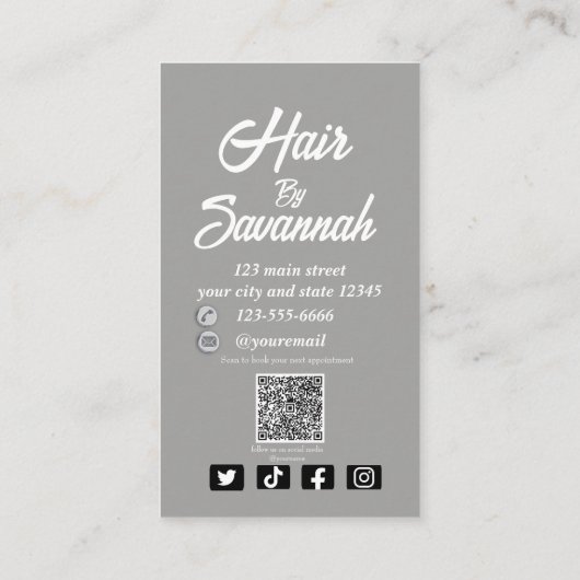 ModernHair Stylist QR Code Cartes de visite (Dos)