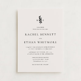 modernI vory Botanical Monogram Wedding Invitation Aankondiging