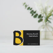 Modernist B Bold Cool Golden Black Monogram Visitekaartje (Staand voorkant)