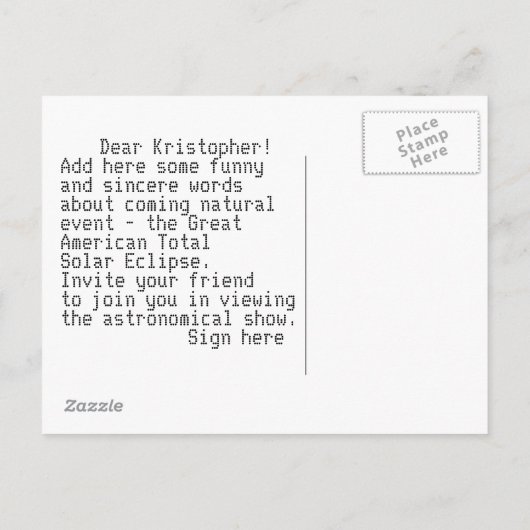 Modernist Solar Eclipse Funny aanpasbaar Uitnodiging Briefkaart (Achterkant)