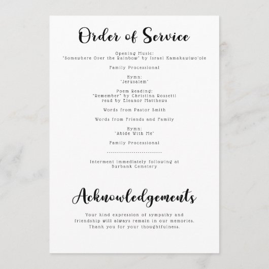 Modernité pour célébrer la vie du programme funéra (Dos)