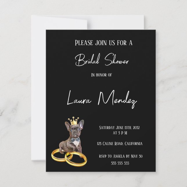 moderno perro oscuro Bridal Shower Invite (Voorkant)