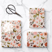ModernRoze bladeren bloemen botanisch patroon Inpakpapier Vel