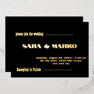 ModernTypografie Minimale bruiloft Folie Uitnodiging