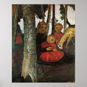 Modersohn-Becker - Drie kinderen met geit Poster