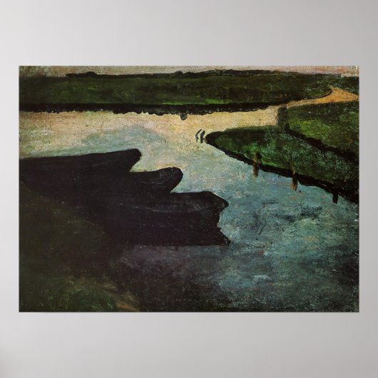 Modersohn-Becker - Marsh Channel met turfbarrières Poster (Voorkant)