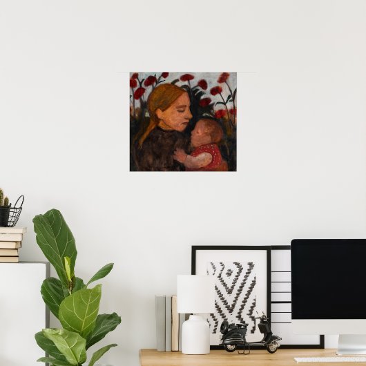 Modersohn-Becker - meisje met kind Poster (Thuiskantoor)