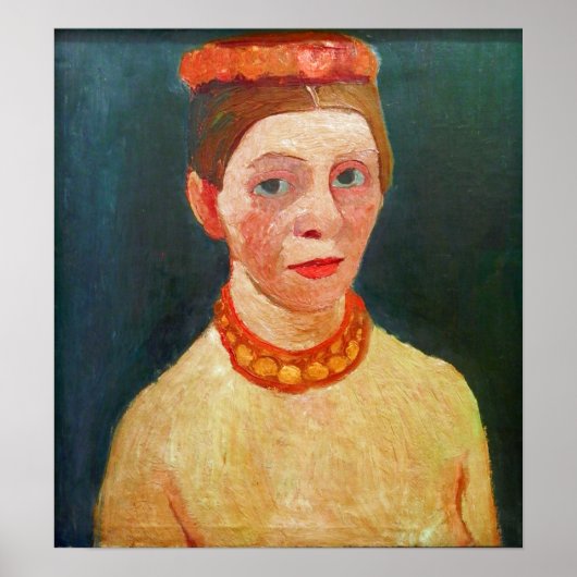 Modersohn-Becker - Zelfportret met rood Poster (Voorkant)