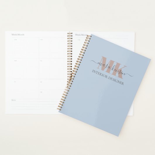 Modert Mocha Mousse Monogram Bleu Poussiéreux (Devant avec enveloppe)
