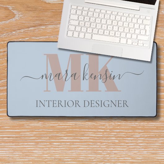 Modert Mocha Mousse Monogram Dusty Blue