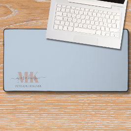 Modert Mocha Mousse Monogram Dusty Blue Bureaumat