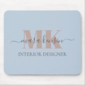 Modert Mocha Mousse Monogram Dusty Blue Muismat (Voorkant)
