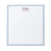 Modert Mocha Mousse Monogram Dusty Blue Notitieblok (Voorkant)