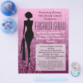 Modeshow Flyer, Roze Silhouette Werveling Flyer (Enkel)