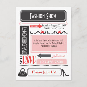 Modeshow Uitnodiging Briefkaart