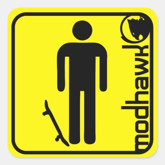 Modhawk geel vierkante sticker (Voorkant)