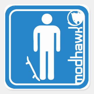 Modhawk skater blauw vierkante sticker