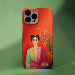 Modieus Abstract Sinaasappel Frida Kahlo Portret iPhone 16 Pro Hoesje