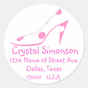 Modieus Roze Schoen adreslabel Ronde Sticker