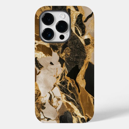 Modieus Zwart Goud Marmer Case-Mate iPhone Case (Achterkant)