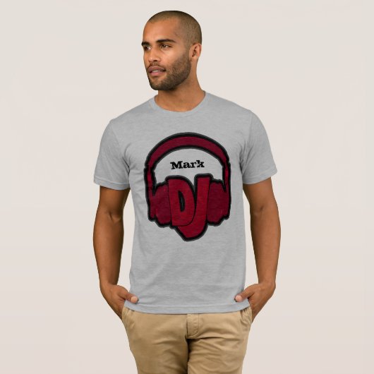 Modieuze aangepaste DJ-hoofdtelefoon T-shirt (Voorkant volledig)