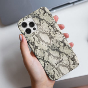 Modieuze Elegante Beige Snake Skin Motief iPhone 16 Pro Hoesje