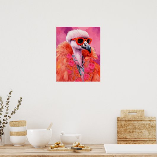 Modieuze Flamingo Funky Art Print (Keuken)