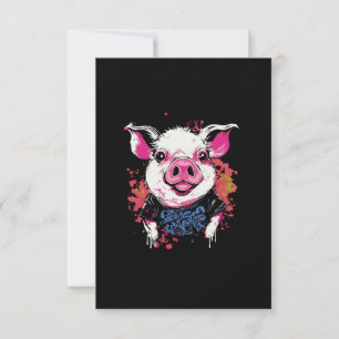 Modieuze hipsta varkensgraffiti stijl printable de bedankkaart