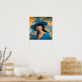 Modieuze hoed modeprint poster (Keuken)