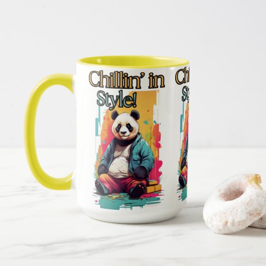 Modieuze Panda Art | Leuk en grillig Mok (Met donut)