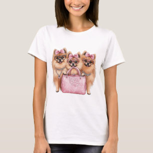 Modieuze Pommerse honden roze portemonnee T-shirt