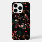 Modieuze Rode Slang Mix Bloemenpatroon in Zwart Case-Mate iPhone Case (Achterkant)