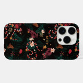 Modieuze Rode Slang Mix Bloemenpatroon in Zwart Case-Mate iPhone Case (Achterkant (horizontaal))