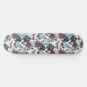 Modieuze Skeletten in Jean jas met Rozen Skateboard (Horizontaal)