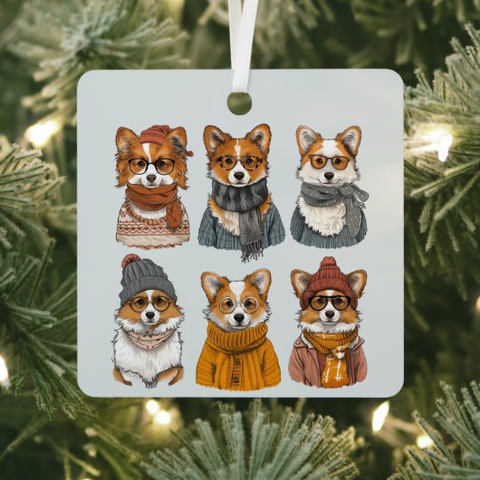Modieuze Welsh Corgi Honden Metalen Ornament (Insitu)