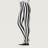 Modieuze zwart-wit verticale strepen leggings (Links)
