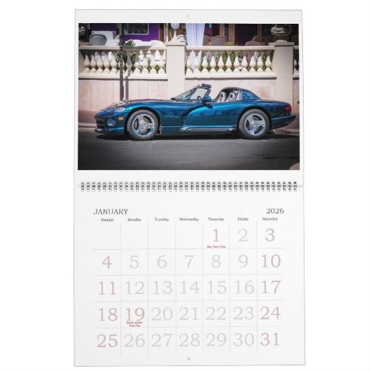 Modifiable 20xx Le calendrier automobile (Jan 2026)