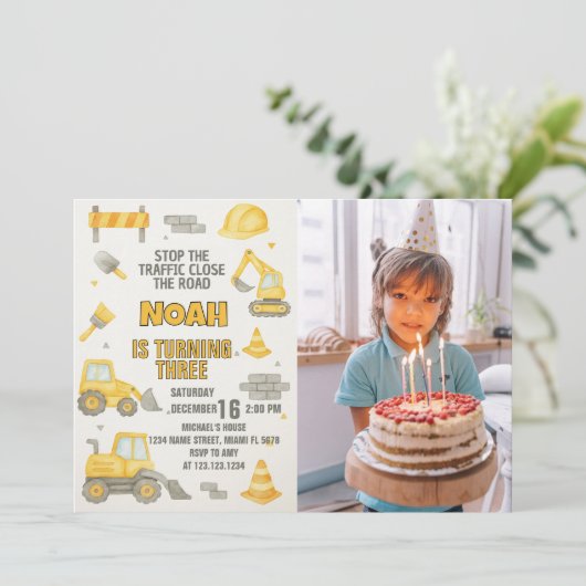 Modifiable en construction Anniversaire Invitation (Debout devant)