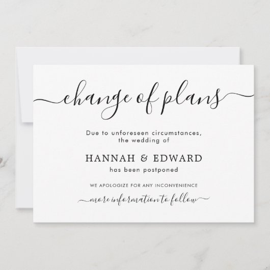 Modification des plans | Faire-part Mariage report (Devant)